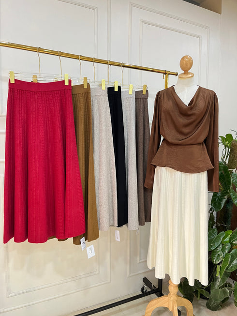 Women Heavy Knitted Twill Long Skirts